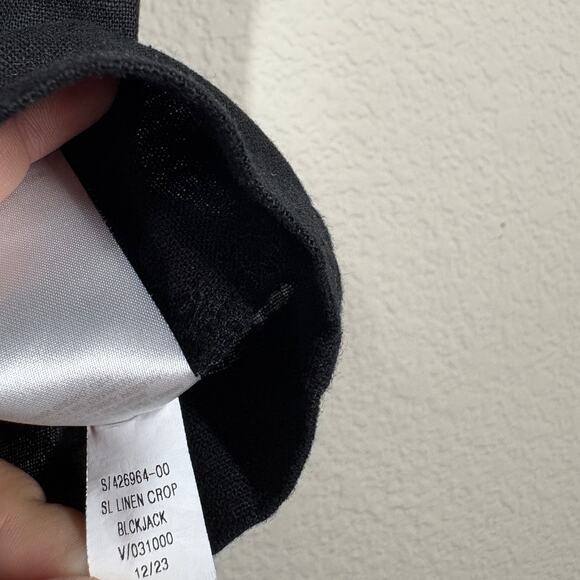 Old Navy Womens Small Sleeveless Linen Blend Crop Top Black Square Neckline - Picture 6 of 7